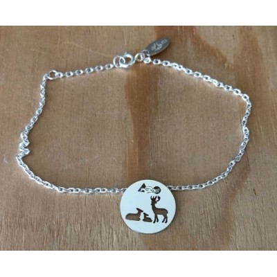 Bracelet femme argent, créateur CabaneTchanque, Token's Cerf famille
